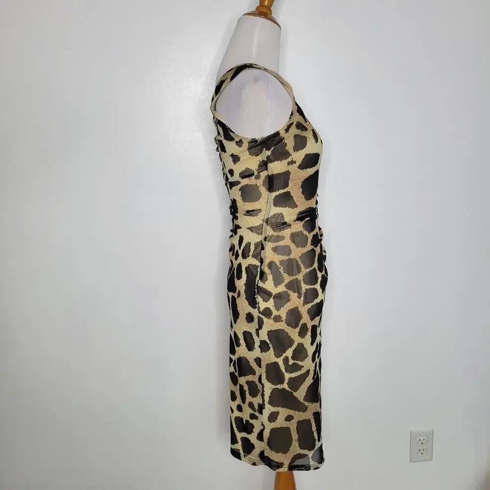 Joseph Ribkoff One Shoulder Bodycon Dress Animal Print Sexy Night Out Women 2 - Picture 2 of 12